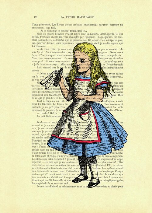 Vintage Style Lewis Carroll Alice In Wonderland Illustration Print Greeting Card